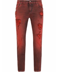 Jeans aderenti strappati rossi di Dolce & Gabbana