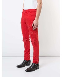 Jeans aderenti strappati rossi di Amiri