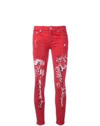 Jeans aderenti strappati rossi di R13