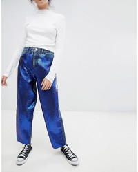 Jeans boyfriend con paillettes blu scuro di ASOS DESIGN