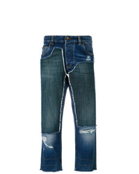 Jeans boyfriend patchwork blu scuro di Dolce & Gabbana