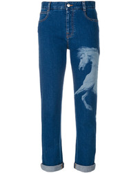 Jeans boyfriend stampati blu di Stella McCartney