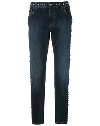 Jeans con borchie blu scuro di Dolce & Gabbana