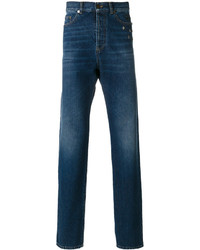 Jeans con borchie blu scuro di Saint Laurent