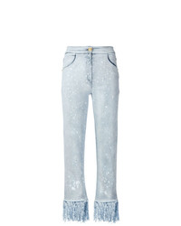 Jeans con frange azzurri di Balmain