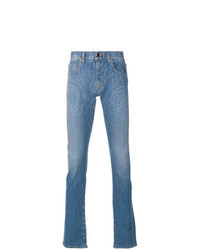 Jeans con stampa cachemire azzurri