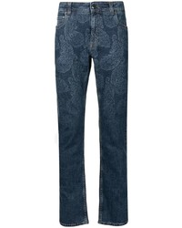 Jeans con stampa cachemire blu scuro di Etro