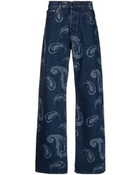Jeans con stampa cachemire blu scuro di Jacquemus