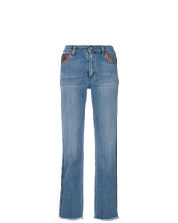 Jeans con stampa cachemire blu di Etro