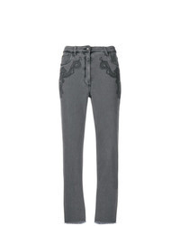 Jeans con stampa cachemire grigio scuro