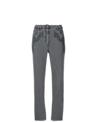 Jeans con stampa cachemire grigio scuro di Etro