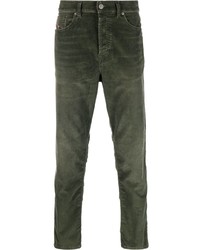 Jeans di velluto a coste verde oliva di Diesel