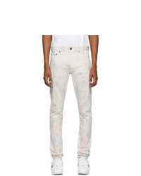 Jeans effetto tie-dye bianchi
