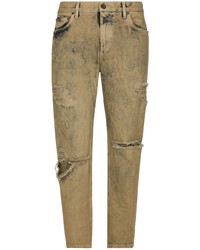 Jeans effetto tie-dye marrone chiaro di Dolce & Gabbana