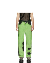 Jeans effetto tie-dye verdi