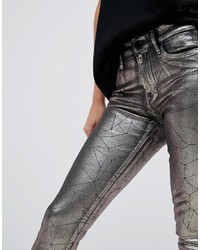 Jeans in pelle argento di Replay