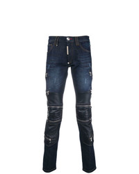 Jeans in pelle blu scuro di Philipp Plein