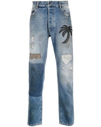 Jeans patchwork azzurri di Palm Angels