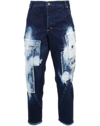 Jeans patchwork blu scuro