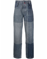 Jeans patchwork blu scuro di 032c
