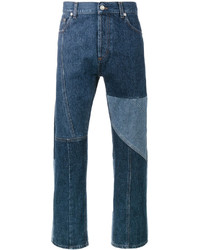 Jeans patchwork blu scuro di Alexander McQueen