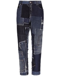 Jeans patchwork blu scuro di Dolce & Gabbana