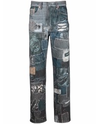 Jeans patchwork blu scuro di Doublet