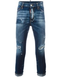Jeans patchwork blu scuro di DSQUARED2