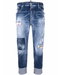 Jeans patchwork blu scuro di DSQUARED2