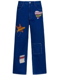 Jeans patchwork blu scuro di Marni