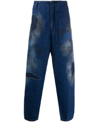 Jeans patchwork blu scuro di Yohji Yamamoto