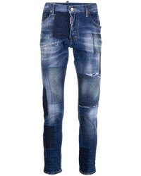 Jeans patchwork blu di DSQUARED2