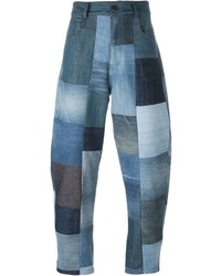 Jeans patchwork blu di Giuliano Fujiwara