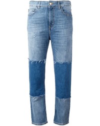 Jeans patchwork blu di Love Moschino