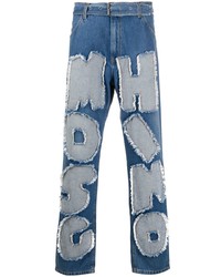 Jeans patchwork blu di Moschino