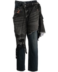 Jeans patchwork grigio scuro di Maison Mihara Yasuhiro