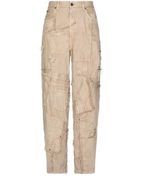 Jeans patchwork marrone chiaro di Dolce & Gabbana
