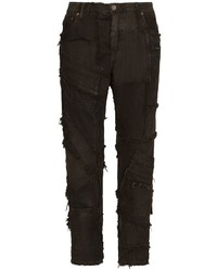 Jeans patchwork marrone scuro di Dolce & Gabbana
