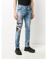 Jeans ricamati azzurri di Philipp Plein