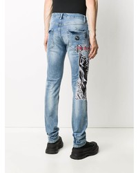 Jeans ricamati azzurri di Philipp Plein