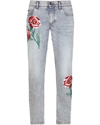 Jeans ricamati azzurri di Dolce & Gabbana