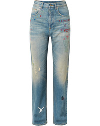 Jeans ricamati azzurri di Gucci