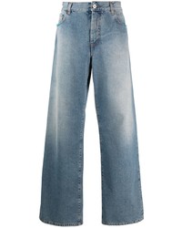 Jeans ricamati azzurri di Marcelo Burlon County of Milan