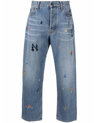 Jeans ricamati azzurri di Nick Fouquet