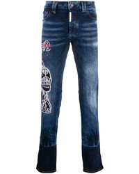 Jeans ricamati blu scuro di Philipp Plein