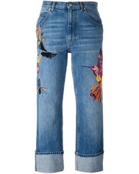 Jeans ricamati blu di Alexander McQueen