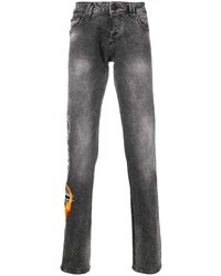 Jeans ricamati grigio scuro di Philipp Plein