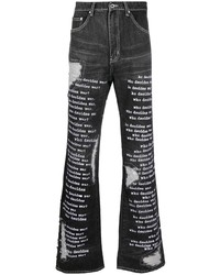 Jeans ricamati grigio scuro di Who Decides War