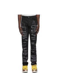 Jeans ricamati neri e bianchi