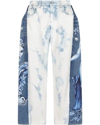 Jeans stampati azzurri di Dolce & Gabbana